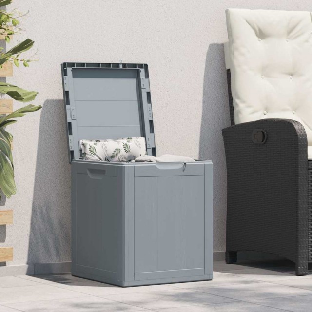 Boîte de rangement de jardin 90 L Gris PP aspect bois