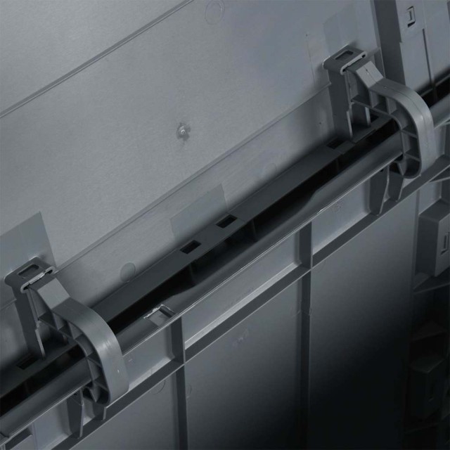 Boîte de rangement de jardin 90 L Gris PP aspect bois