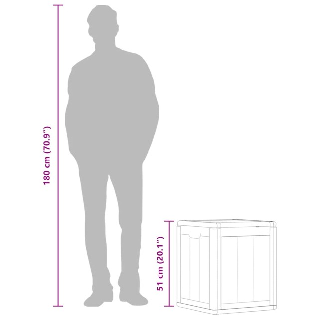 Boîte de rangement de jardin 90 L Gris PP aspect bois