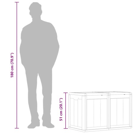 Boîte de rangement de jardin 180 L Gris PP aspect bois