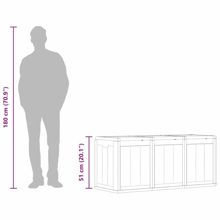 Boîte de rangement de jardin 270 L Gris PP aspect bois