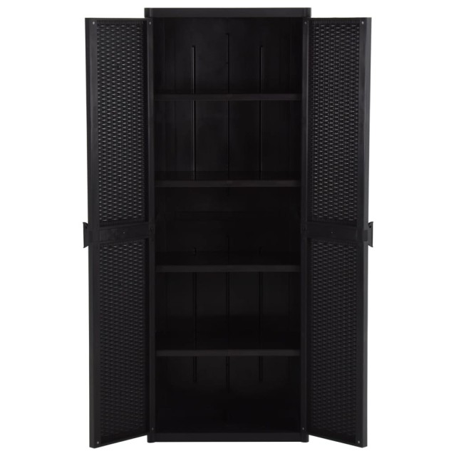 Armoire de rangement de jardin Noir 65x45x172 cm PP Rotin