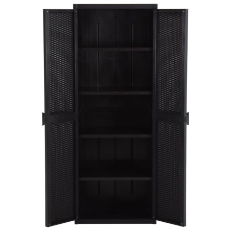 Armoire de rangement de jardin Noir 65x45x172 cm PP Rotin