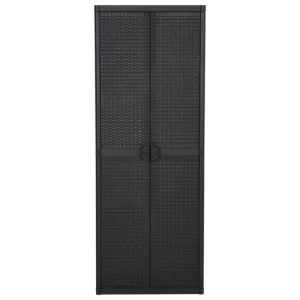 Armoire de rangement de jardin Noir 65x45x172 cm PP Rotin 2