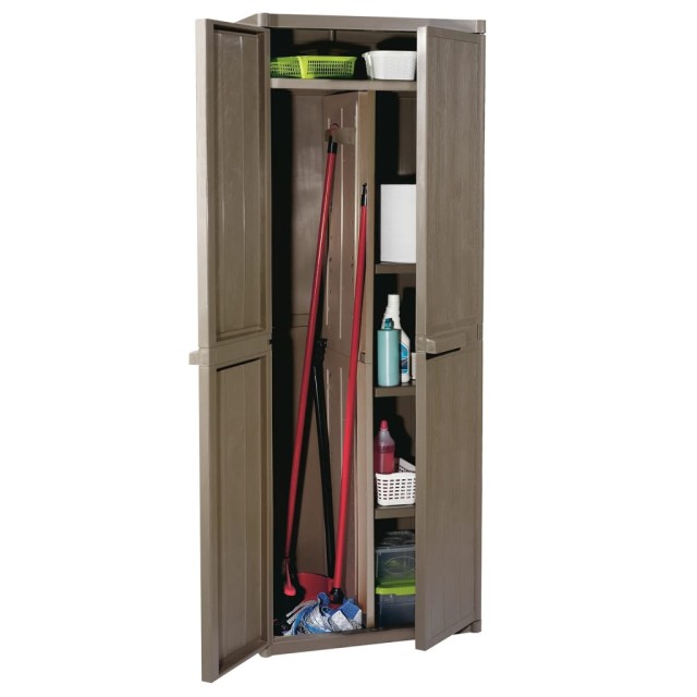 Armoire de rangement jardin Marron 65x45x172 cm PP Aspect bois