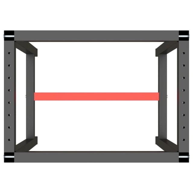 Cadre de banc de travail Noir et rouge mat 70x50x79 cm Métal