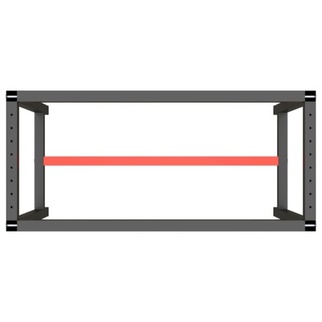 Cadre de banc de travail Noir et rouge mat 110x50x79 cm Métal