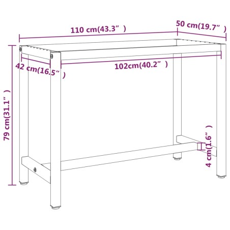 Cadre de banc de travail Noir et rouge mat 110x50x79 cm Métal