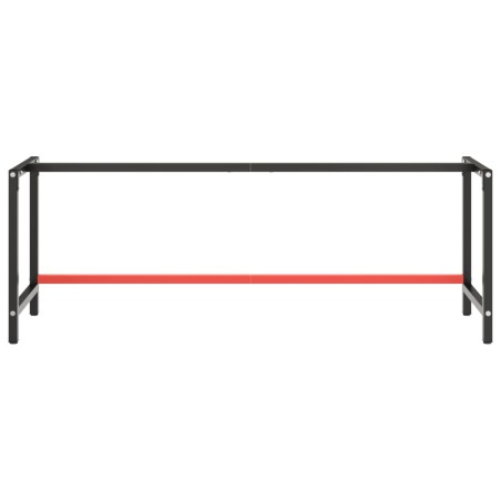 Cadre de banc de travail Noir et rouge mat 220x57x79 cm Métal
