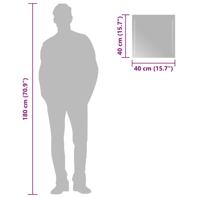 Miroir de salle de bain à LED 40x40 cm