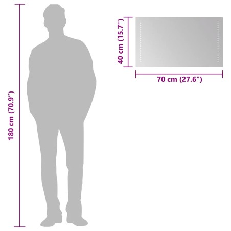 Miroir de salle de bain à LED 70x40 cm