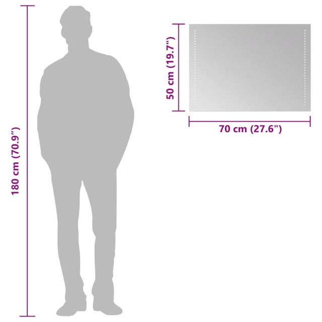 Miroir de salle de bain à LED 70x50 cm