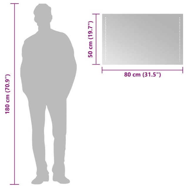 Miroir de salle de bain à LED 80x50 cm