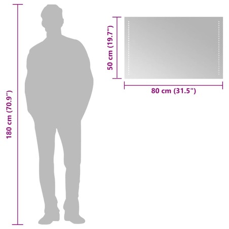 Miroir de salle de bain à LED 80x50 cm