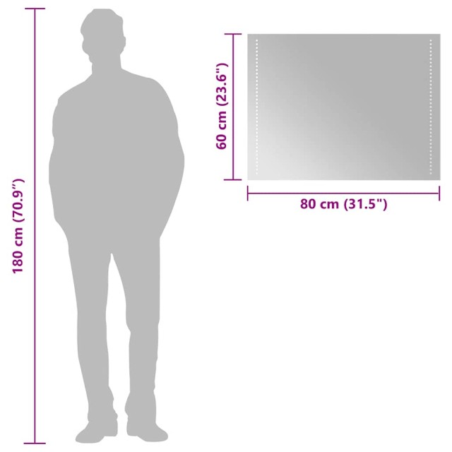 Miroir de salle de bain à LED 80x60 cm