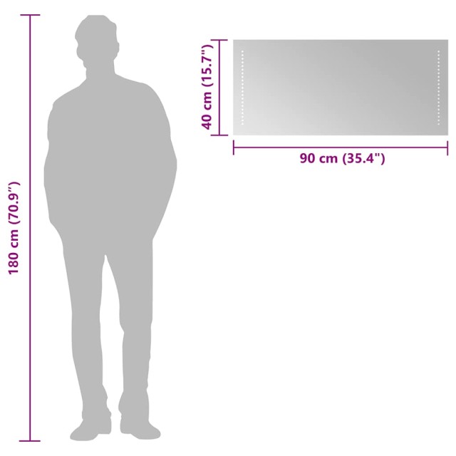 Miroir de salle de bain à LED 90x40 cm