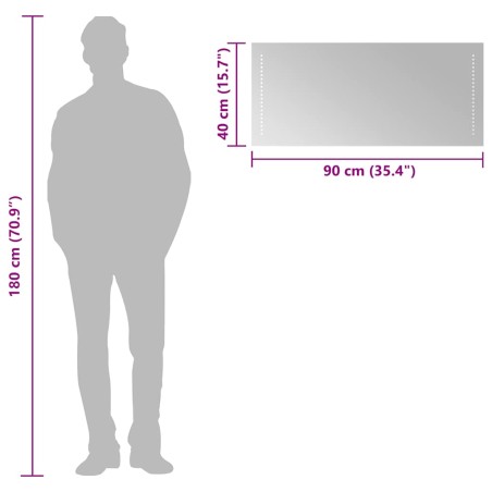Miroir de salle de bain à LED 90x40 cm