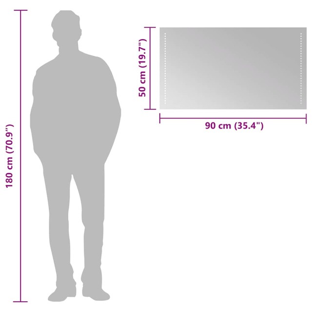 Miroir de salle de bain à LED 90x50 cm