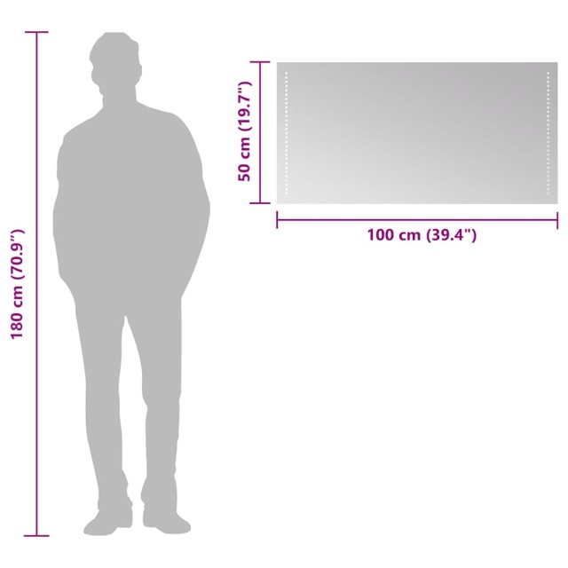 Miroir de salle de bain à LED 100x50 cm