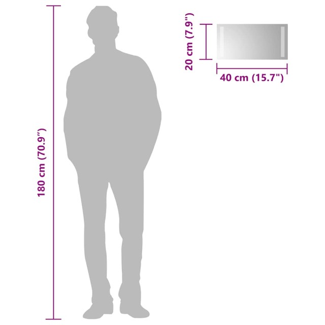 Miroir de salle de bain à LED 40x20 cm