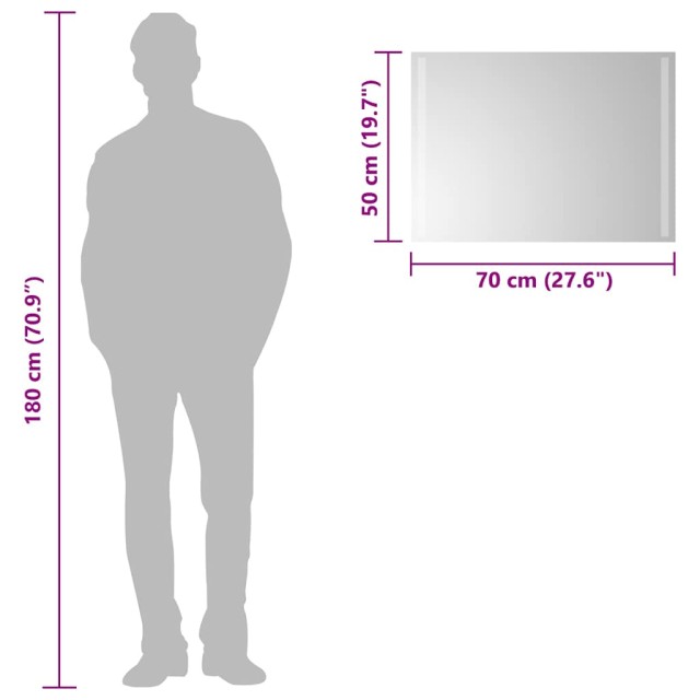 Miroir de salle de bain à LED 70x50 cm