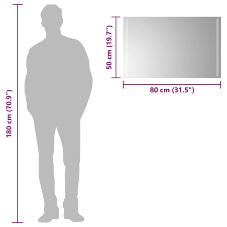 Miroir de salle de bain à LED 80x50 cm