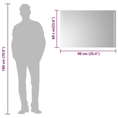 Miroir de salle de bain à LED 90x60 cm
