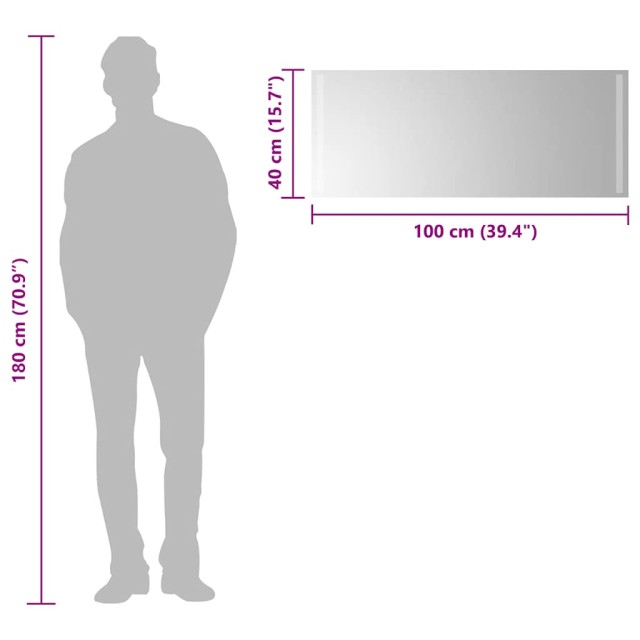 Miroir de salle de bain à LED 100x40 cm