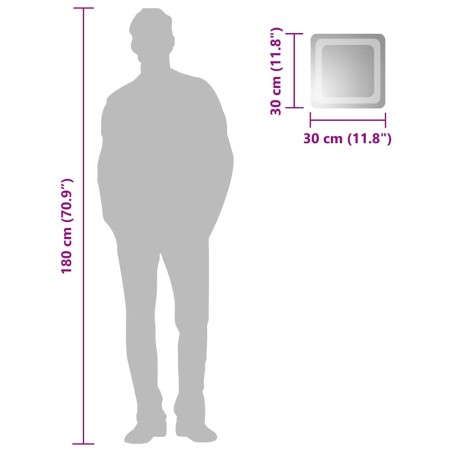 Miroir de salle de bain à LED 30x30 cm