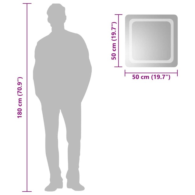 Miroir de salle de bain à LED 50x50 cm