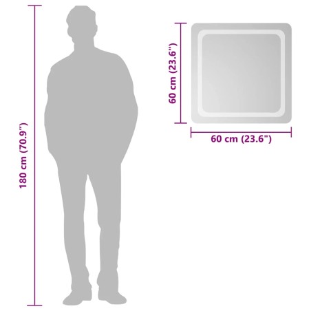 Miroir de salle de bain à LED 60x60 cm