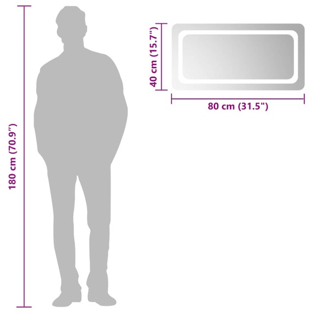 Miroir de salle de bain à LED 80x40 cm
