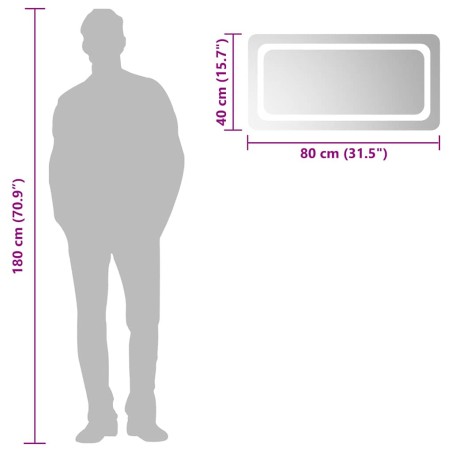 Miroir de salle de bain à LED 80x40 cm