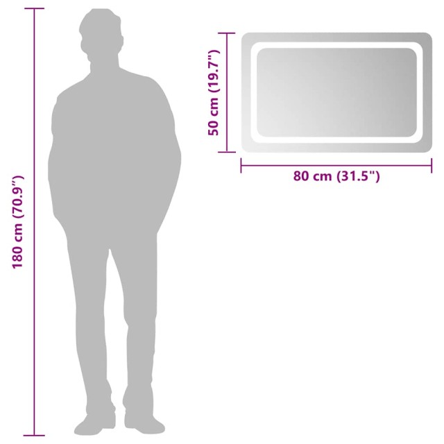 Miroir de salle de bain à LED 80x50 cm