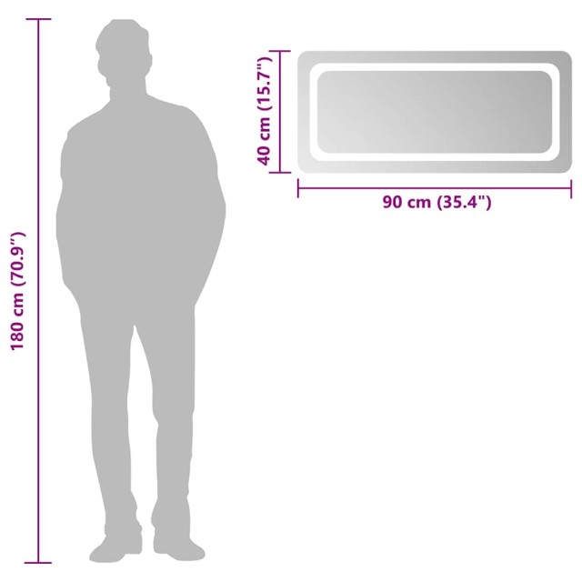 Miroir de salle de bain à LED 90x40 cm