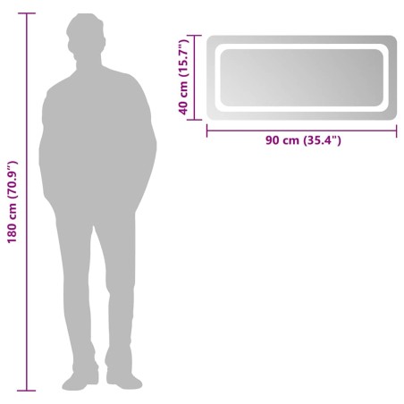 Miroir de salle de bain à LED 90x40 cm