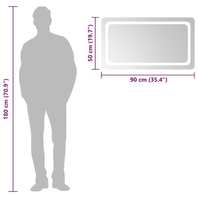 Miroir de salle de bain à LED 90x50 cm