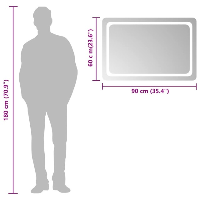 Miroir de salle de bain à LED 90x60 cm