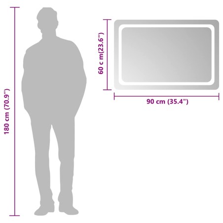 Miroir de salle de bain à LED 90x60 cm
