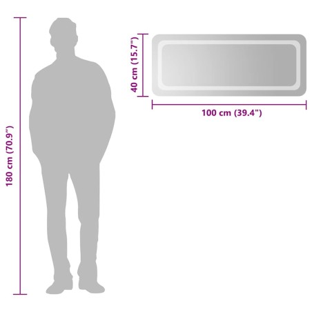 Miroir de salle de bain à LED 100x40 cm