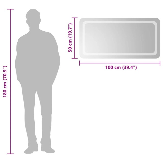 Miroir de salle de bain à LED 100x50 cm