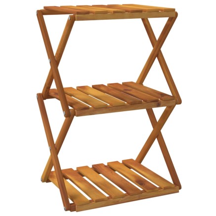 Étagère pliable à 3 niveaux Marron 43x31x63 cm Bois d'acacia 2