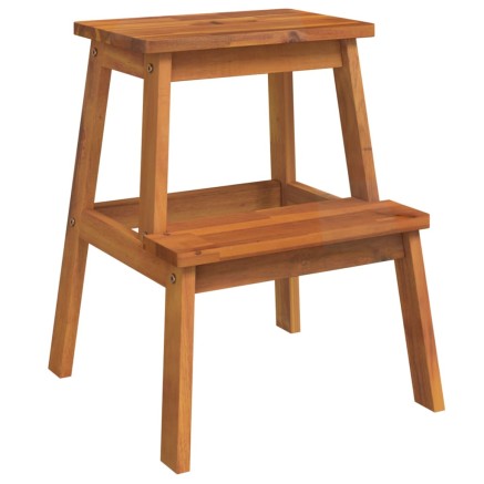 Tabouret-escabeau 2 marches 40x38x50 cm Bois d'acacia solide 2