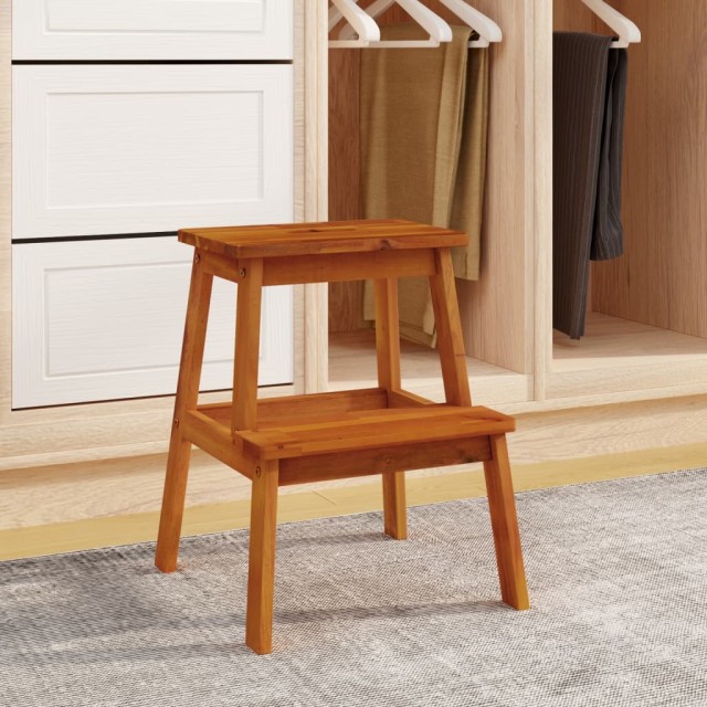 Tabouret-escabeau 2 marches 40x38x50 cm Bois d'acacia solide