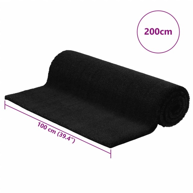 Tapis de porte noir 100x200 cm fibre de coco touffeté