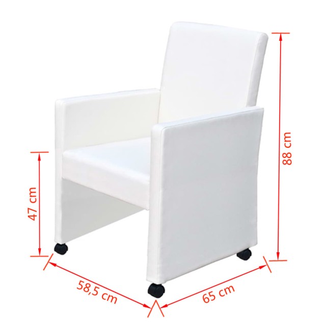 Chaises à manger lot de 6 blanc similicuir