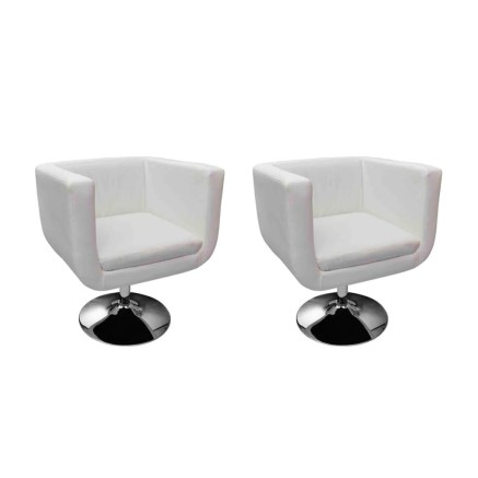 Chaises de bar lot de 2 blanc similicuir 2