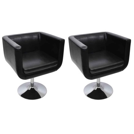 Chaise de bar lot de 2 cuir artificiel noir 2