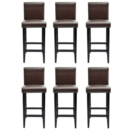 Tabourets de bar lot de 6 marron foncé similicuir 2