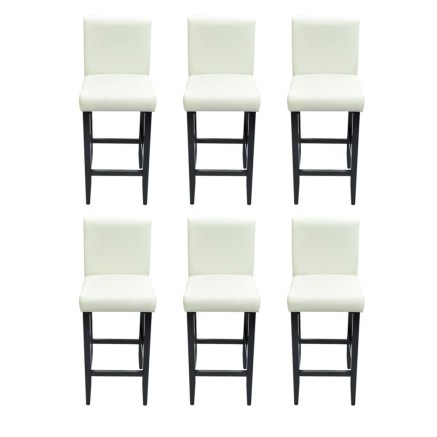 Tabourets de bar lot de 6 blanc similicuir 2